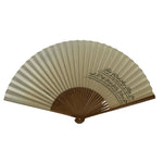 Japanese Paper Folding Fan Sensu Vtg Bamboo Frame Beige Purple Hatch Mark 4D971