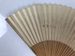 Japanese Paper Folding Fan Sensu Vtg Bamboo Frame Beige Red Sparkle Plants 4D972