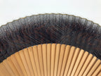 Japanese Paper Folding Fan Sensu Vtg Bamboo Frame Black Silver Brown Wave 5D41
