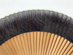 Japanese Paper Folding Fan Sensu Vtg Bamboo Frame Black Silver Brown Wave 5D41