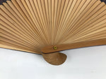 Japanese Paper Folding Fan Sensu Vtg Bamboo Frame Black Silver Brown Wave 5D41
