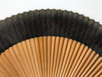 Japanese Paper Folding Fan Sensu Vtg Bamboo Frame Black Silver Brown Wave 5D41