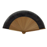 Japanese Paper Folding Fan Sensu Vtg Bamboo Frame Black Silver Brown Wave 5D41