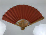 Japanese Paper Folding Fan Sensu Vtg Bamboo Frame Blank Red Silver Simple 4D956