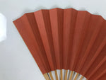 Japanese Paper Folding Fan Sensu Vtg Bamboo Frame Blank Red Silver Simple 4D956