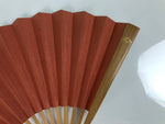 Japanese Paper Folding Fan Sensu Vtg Bamboo Frame Blank Red Silver Simple 4D956