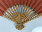 Japanese Paper Folding Fan Sensu Vtg Bamboo Frame Blank Red Silver Simple 4D956