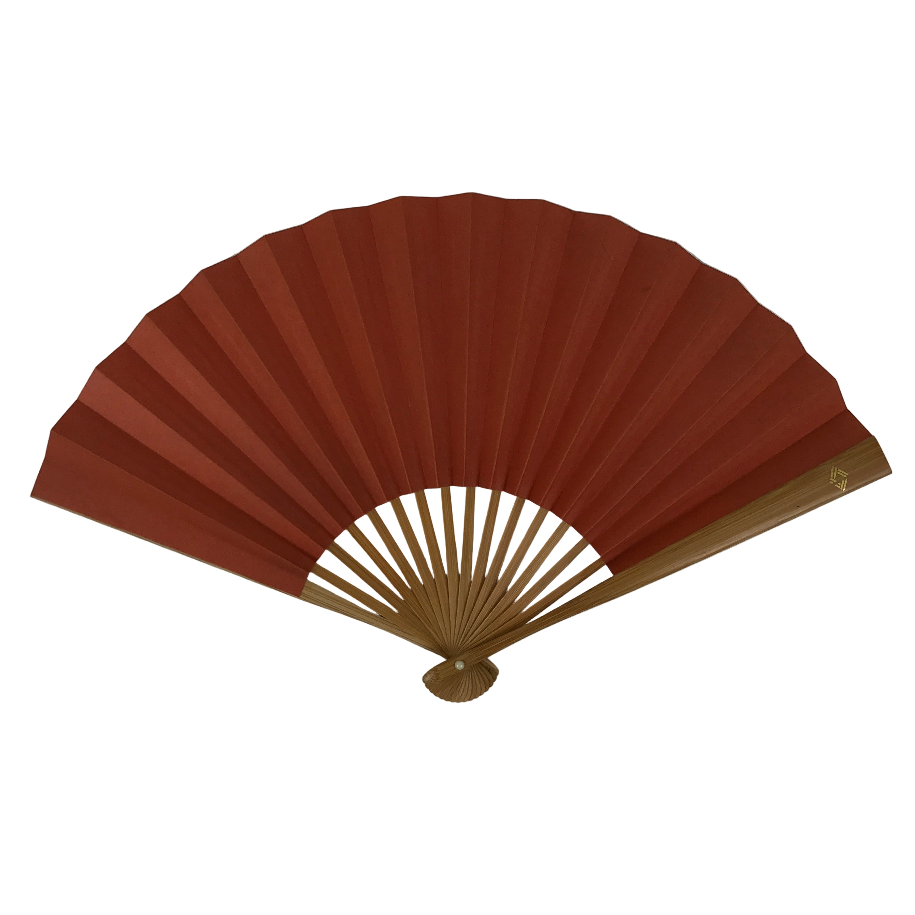 Japanese Paper Folding Fan Sensu Vtg Bamboo Frame Blank Red Silver Simple 4D956