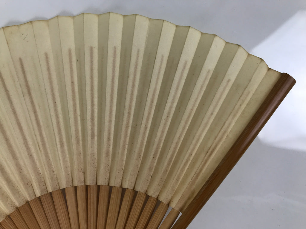 Japanese Paper Folding Fan Sensu Vtg Bamboo Frame Blue Fish Fugu Bubbles 4D973