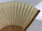 Japanese Paper Folding Fan Sensu Vtg Bamboo Frame Blue Fish Fugu Bubbles 4D973