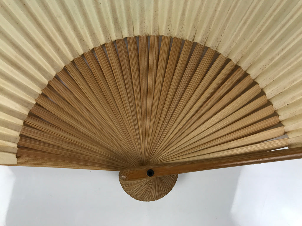 Japanese Paper Folding Fan Sensu Vtg Bamboo Frame Blue Fish Fugu Bubbles 4D973