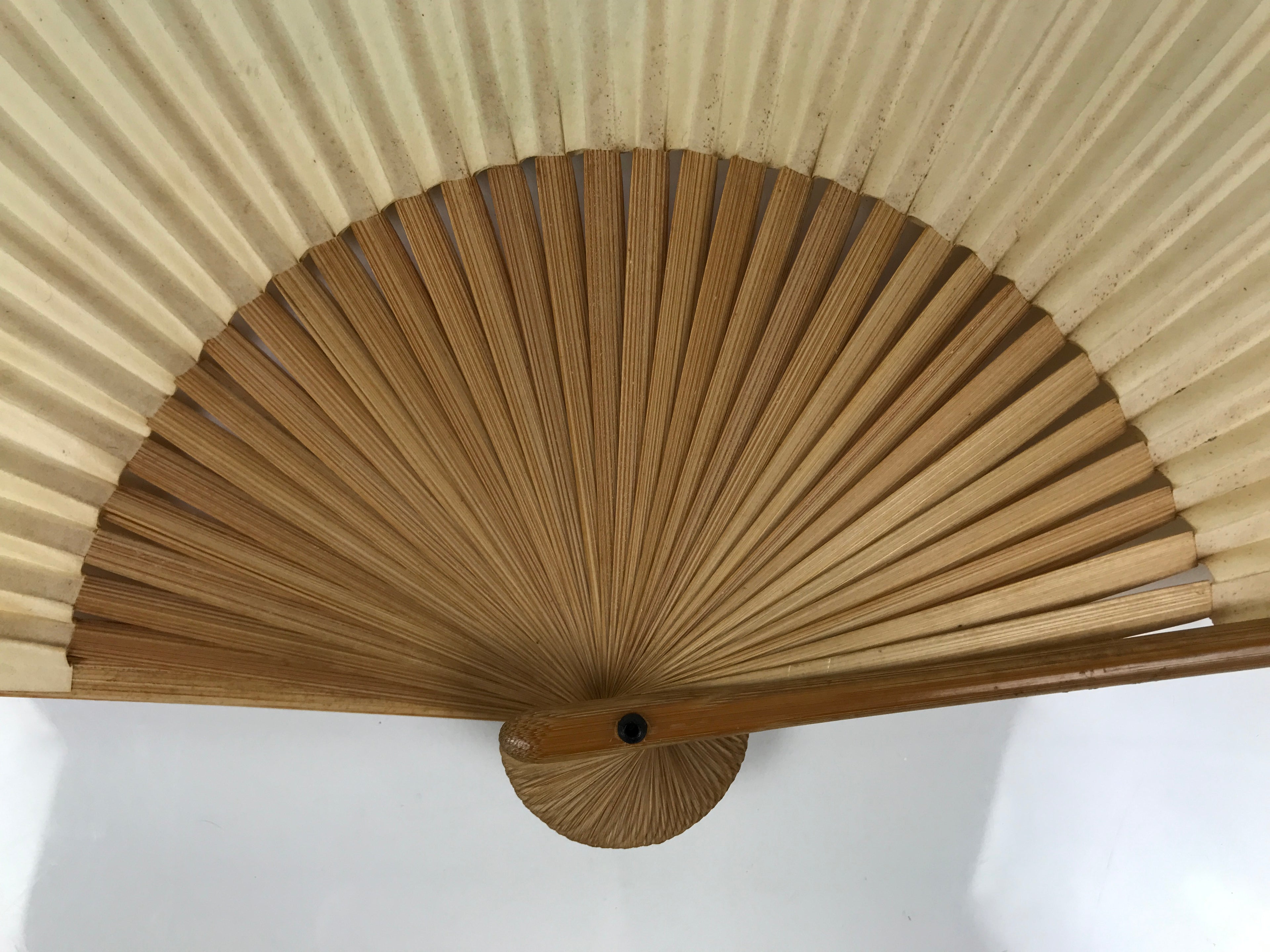 Japanese Paper Folding Fan Sensu Vtg Bamboo Frame Blue Fish Fugu Bubbles 4D973