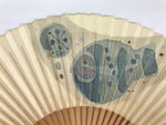 Japanese Paper Folding Fan Sensu Vtg Bamboo Frame Blue Fish Fugu Bubbles 4D973