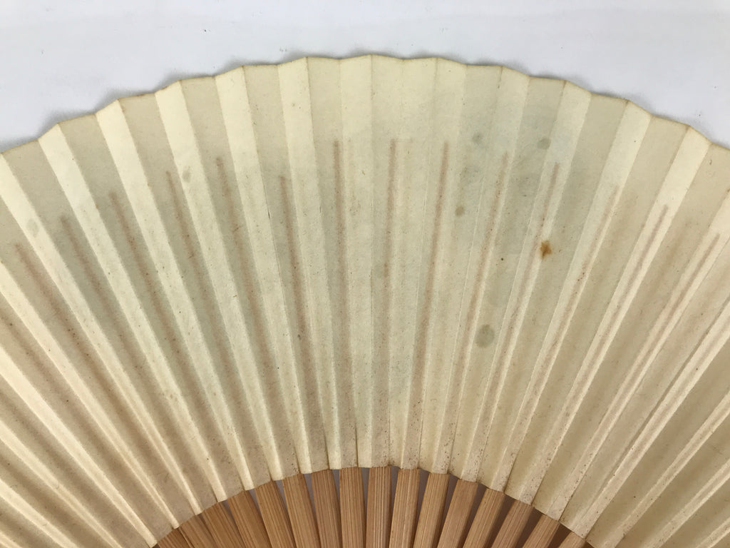 Japanese Paper Folding Fan Sensu Vtg Bamboo Frame Blue Fish Fugu Bubbles 4D973