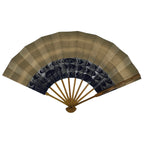 Japanese Paper Folding Fan Sensu Vtg Bamboo Frame Blue Kanzemizu Birds 4D923