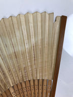 Japanese Paper Folding Fan Sensu Vtg Bamboo Frame Blue Mountains Brown 4D896