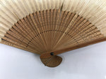 Japanese Paper Folding Fan Sensu Vtg Bamboo Frame Blue Mountains Brown 4D896
