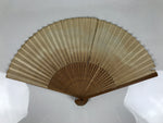 Japanese Paper Folding Fan Sensu Vtg Bamboo Frame Blue Mountains Brown 4D896