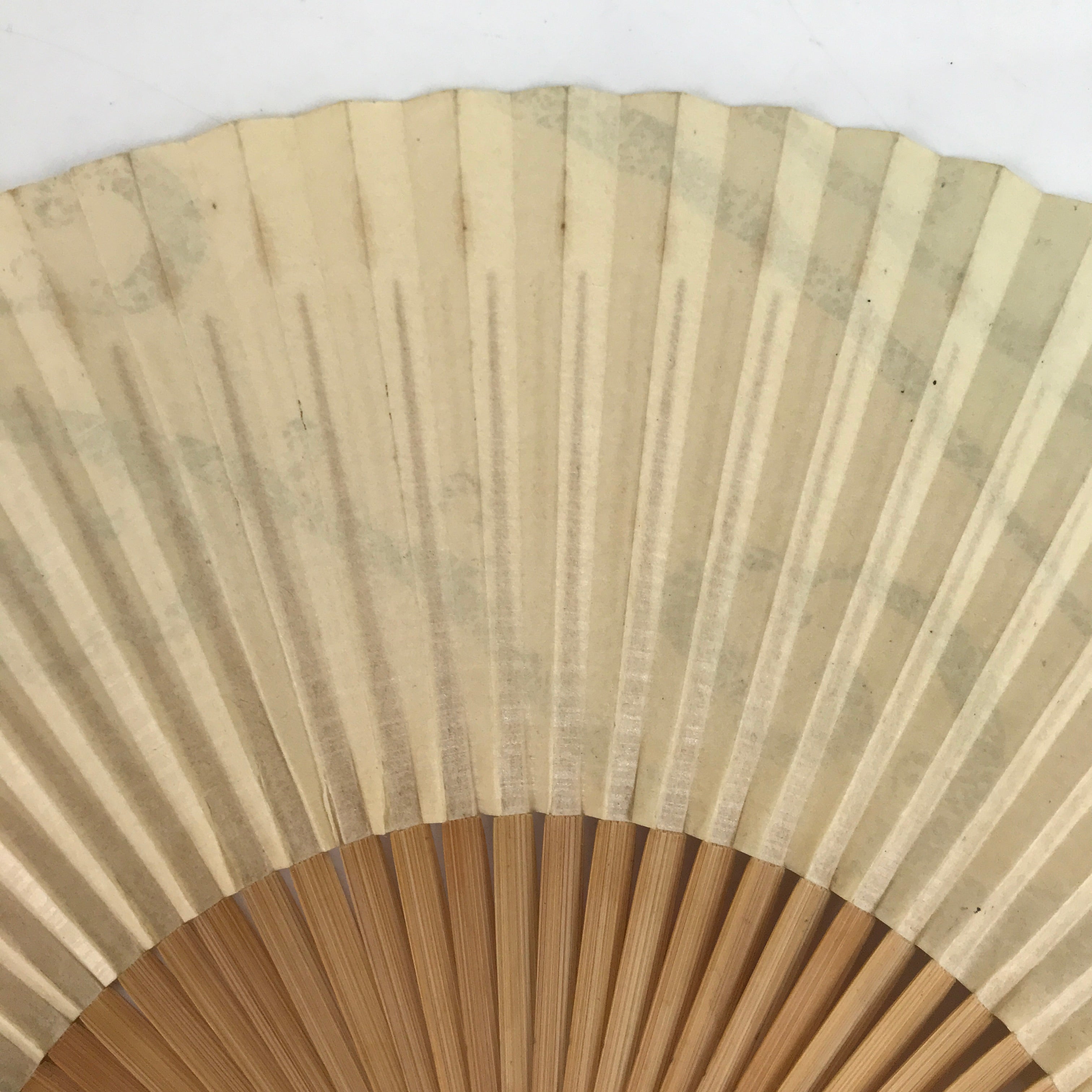 Japanese Paper Folding Fan Sensu Vtg Bamboo Frame Blue Vines Ogaki Bank 4D847