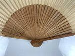 Japanese Paper Folding Fan Sensu Vtg Bamboo Frame Brown Gradient Gold Edge 4D976
