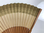 Japanese Paper Folding Fan Sensu Vtg Bamboo Frame Brown Gradient Gold Edge 4D976