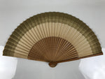 Japanese Paper Folding Fan Sensu Vtg Bamboo Frame Brown Gradient Gold Edge 4D976