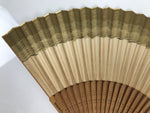 Japanese Paper Folding Fan Sensu Vtg Bamboo Frame Brown Gradient Gold Edge 4D976