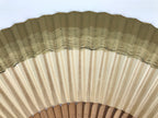 Japanese Paper Folding Fan Sensu Vtg Bamboo Frame Brown Gradient Gold Edge 4D976
