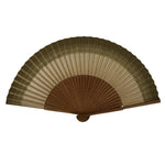 Japanese Paper Folding Fan Sensu Vtg Bamboo Frame Brown Gradient Gold Edge 4D976