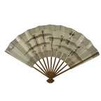 Japanese Paper Folding Fan Sensu Vtg Bamboo Frame Calligraphy Black 4D939