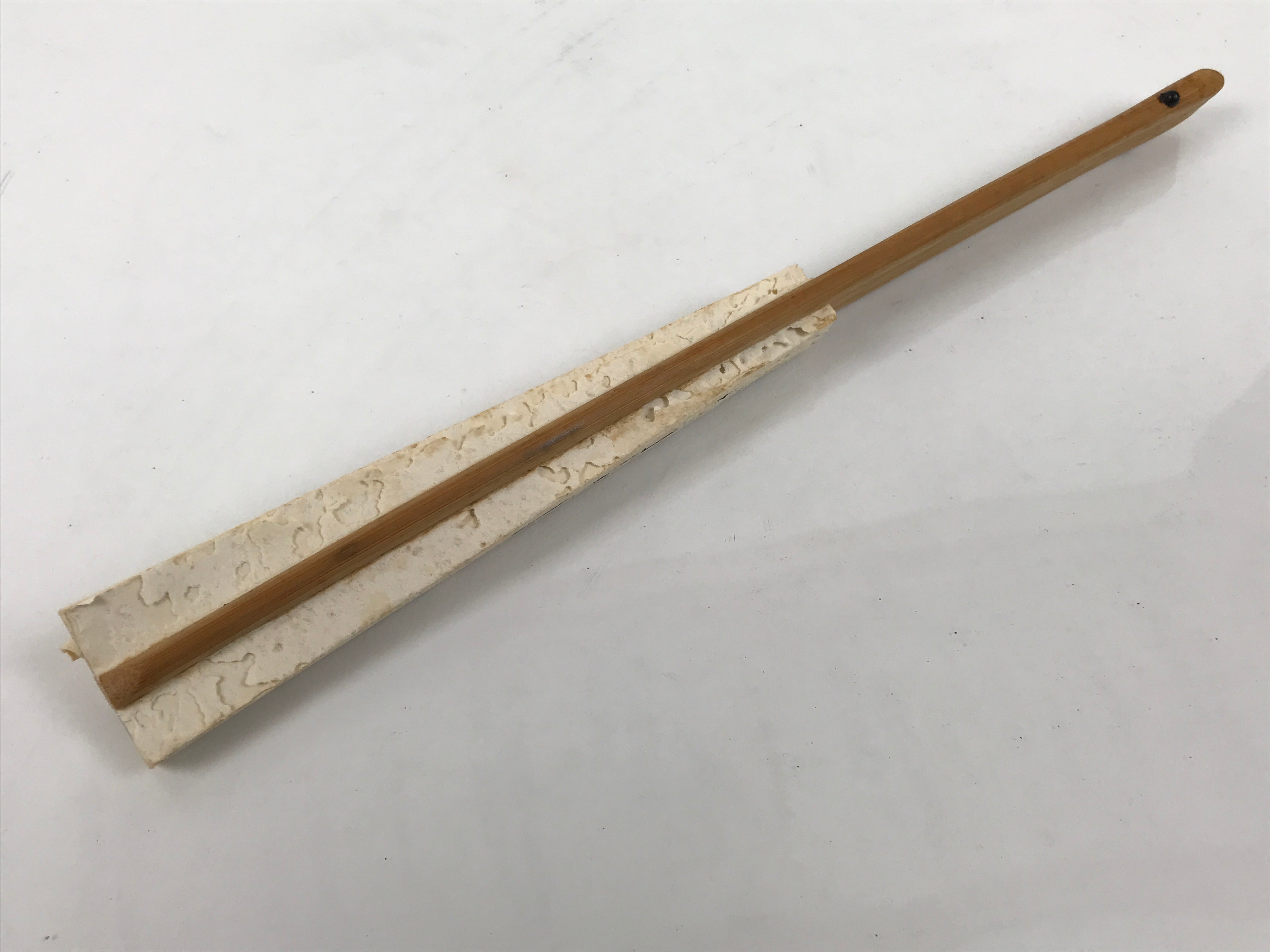 Japanese Paper Folding Fan Sensu Vtg Bamboo Frame Calligraphy Kotobuki 4D926