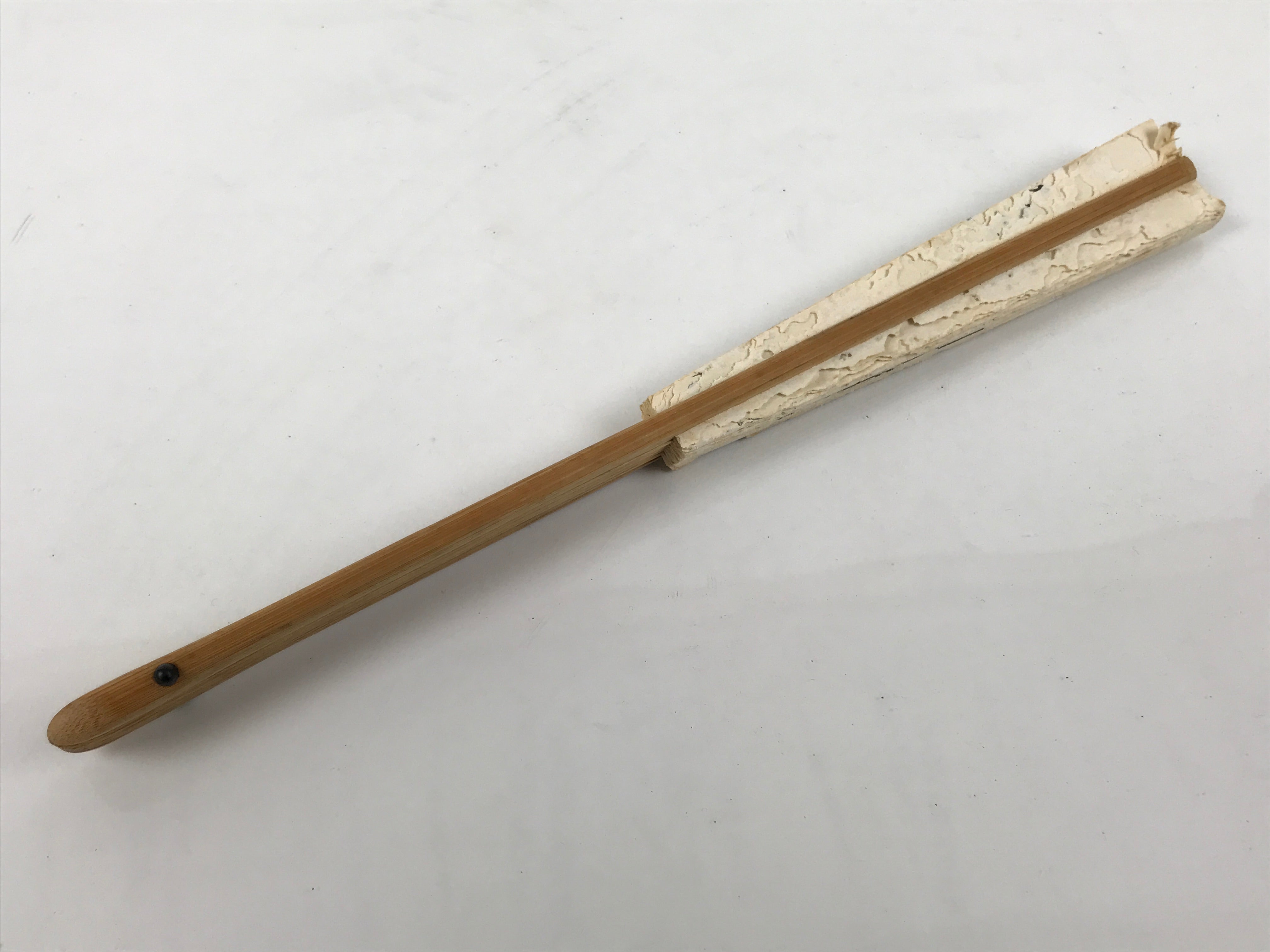 Japanese Paper Folding Fan Sensu Vtg Bamboo Frame Calligraphy Kotobuki 4D926