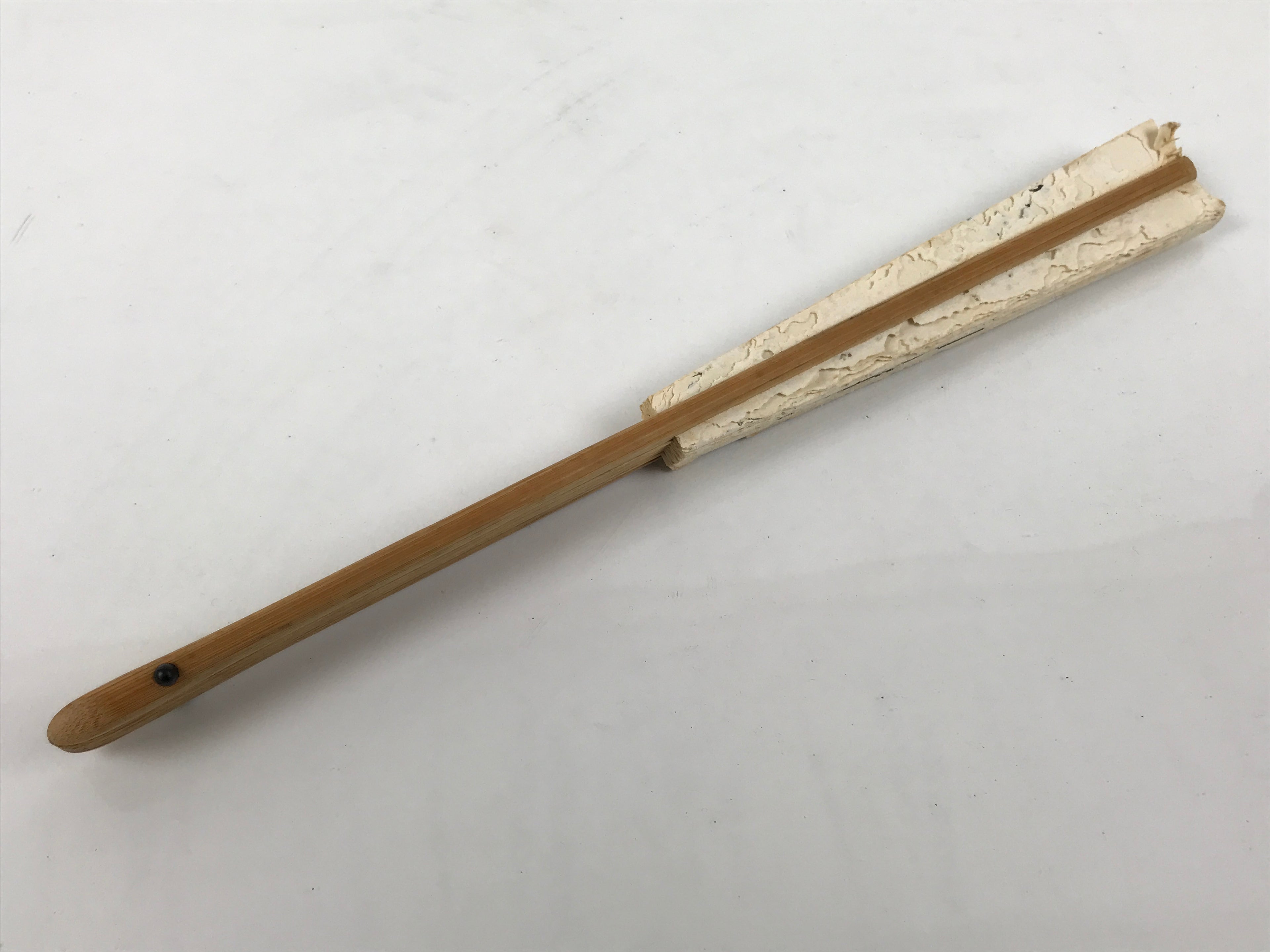 Japanese Paper Folding Fan Sensu Vtg Bamboo Frame Calligraphy Kotobuki 4D926