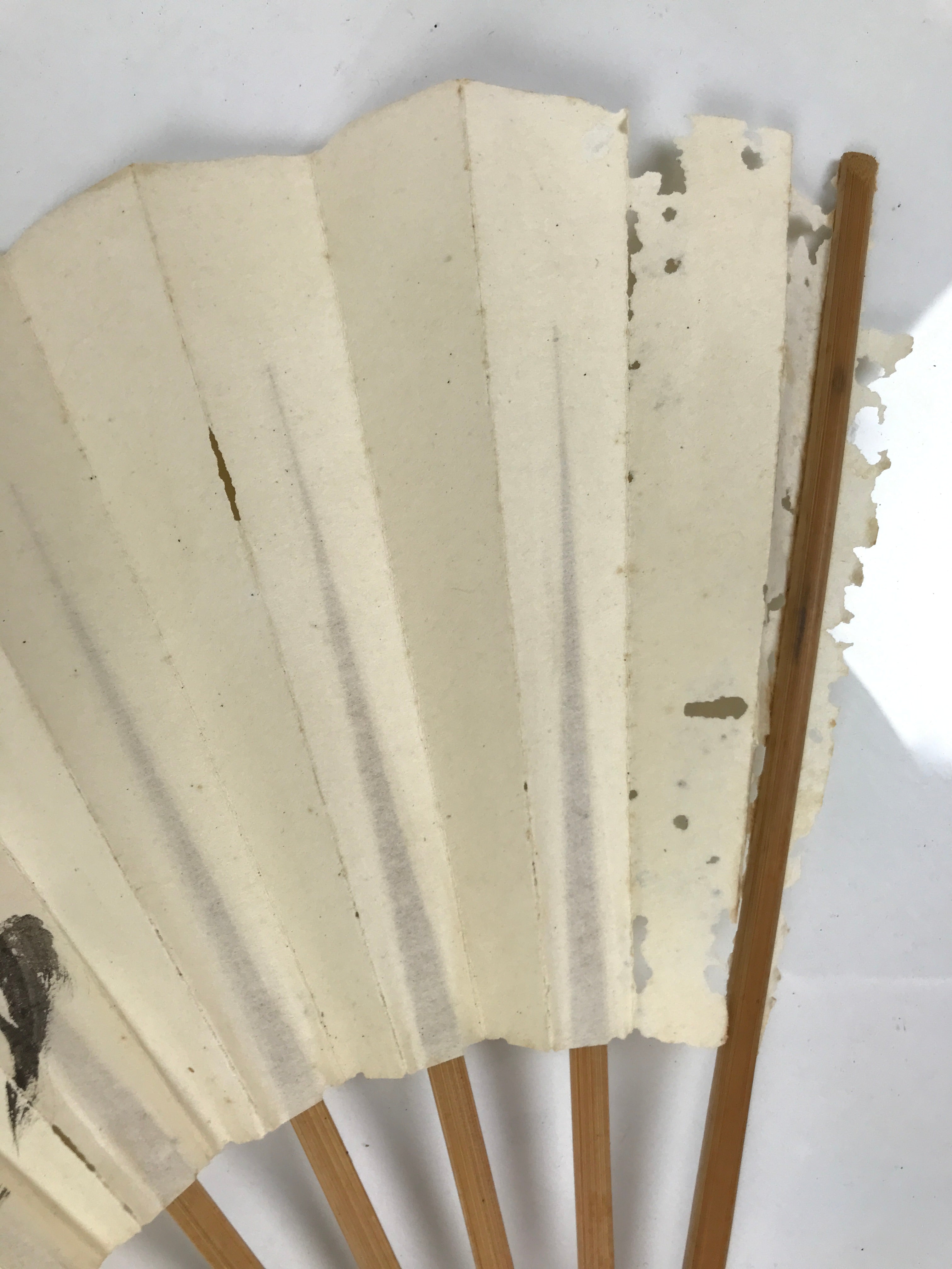 Japanese Paper Folding Fan Sensu Vtg Bamboo Frame Calligraphy Kotobuki 4D926