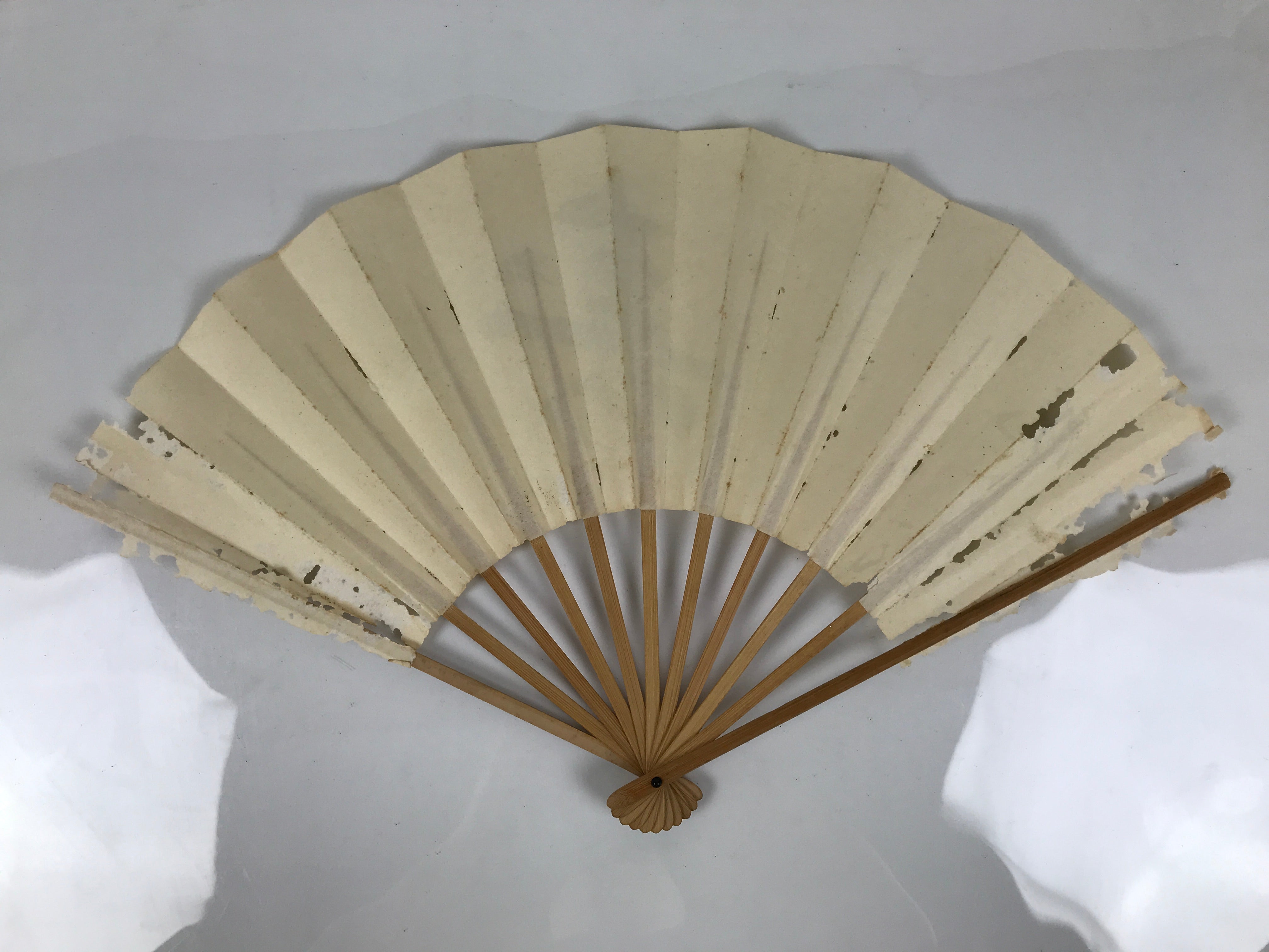 Japanese Paper Folding Fan Sensu Vtg Bamboo Frame Calligraphy Kotobuki 4D926