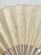 Japanese Paper Folding Fan Sensu Vtg Bamboo Frame Calligraphy New Year 4D925