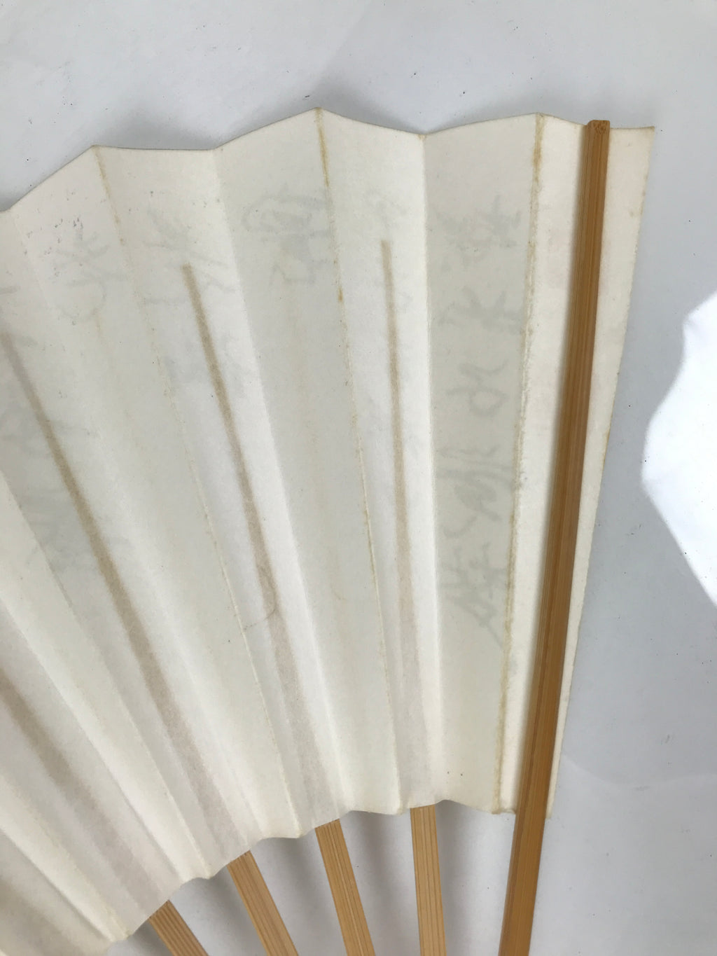 Japanese Paper Folding Fan Sensu Vtg Bamboo Frame Calligraphy Poem Black 4D930