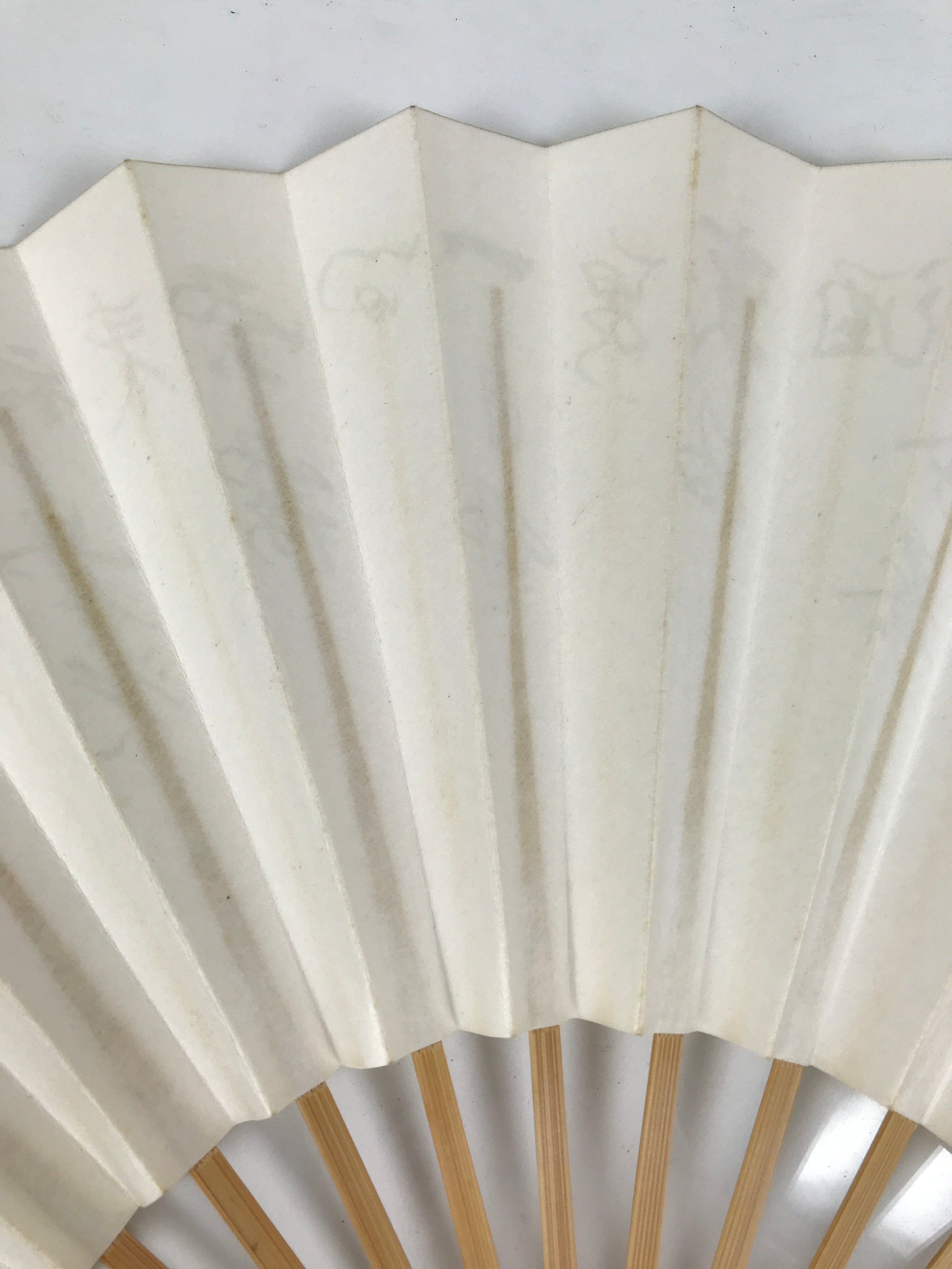 Japanese Paper Folding Fan Sensu Vtg Bamboo Frame Calligraphy Poem Black 4D930