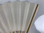 Japanese Paper Folding Fan Sensu Vtg Bamboo Frame Flowers Lilies Red 4D991