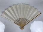 Japanese Paper Folding Fan Sensu Vtg Bamboo Frame Flowers Lilies Red 4D991