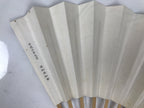 Japanese Paper Folding Fan Sensu Vtg Bamboo Frame Flowers Lilies Red 4D991