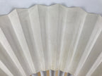 Japanese Paper Folding Fan Sensu Vtg Bamboo Frame Flowers Lilies Red 4D991