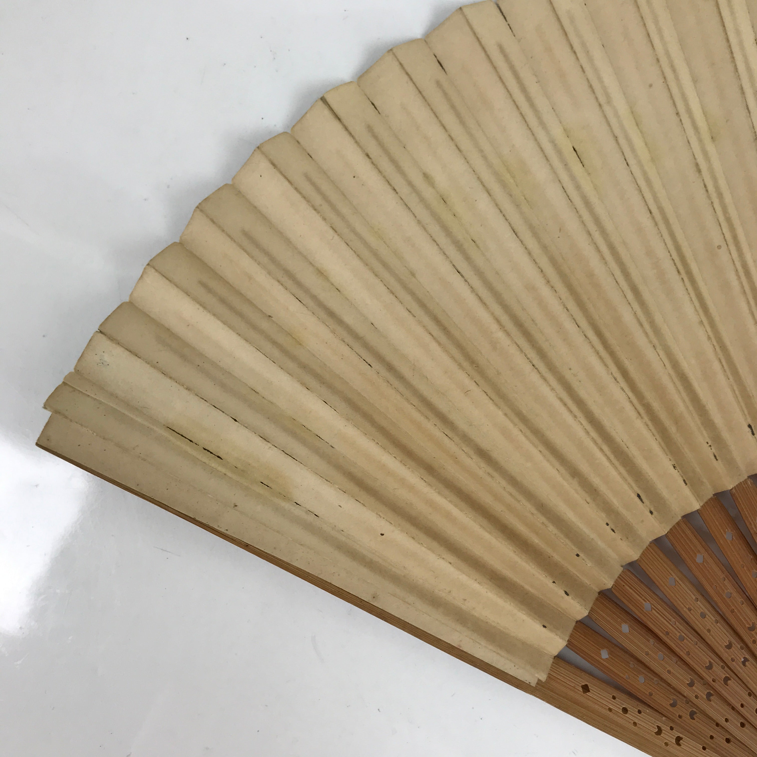 Japanese Paper Folding Fan Sensu Vtg Bamboo Frame Flowers Silver Flag 4D849