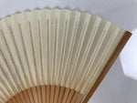 Japanese Paper Folding Fan Sensu Vtg Bamboo Frame Ginkgo Leaves Blue Green 4D915