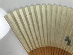 Japanese Paper Folding Fan Sensu Vtg Bamboo Frame Ginkgo Leaves Blue Green 4D915