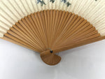 Japanese Paper Folding Fan Sensu Vtg Bamboo Frame Ginkgo Leaves Blue Green 4D915