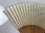 Japanese Paper Folding Fan Sensu Vtg Bamboo Frame Ginkgo Leaves Blue Green 4D915