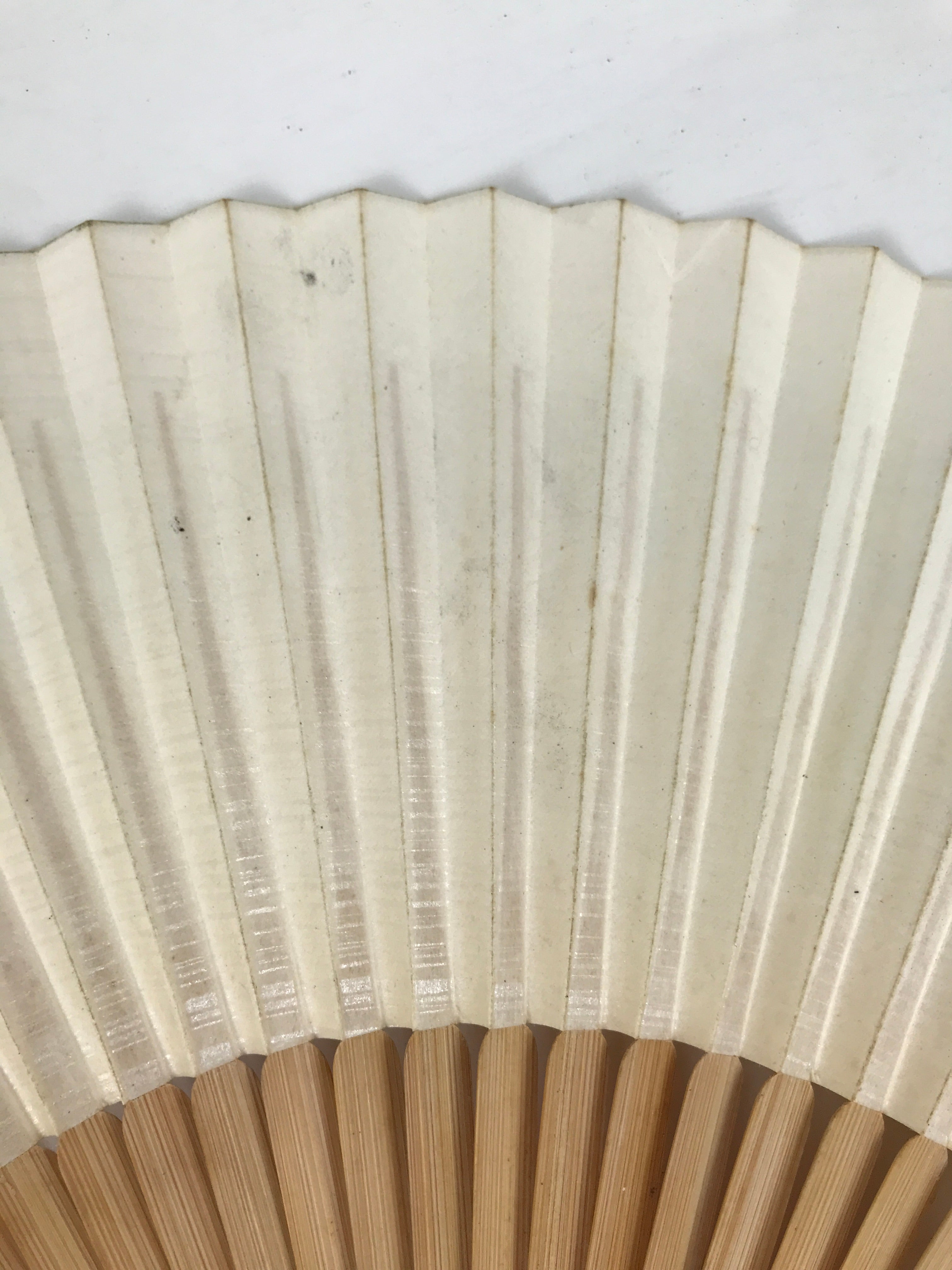 Japanese Paper Folding Fan Sensu Vtg Bamboo Frame Hyotan Gourd Pattern 4D904