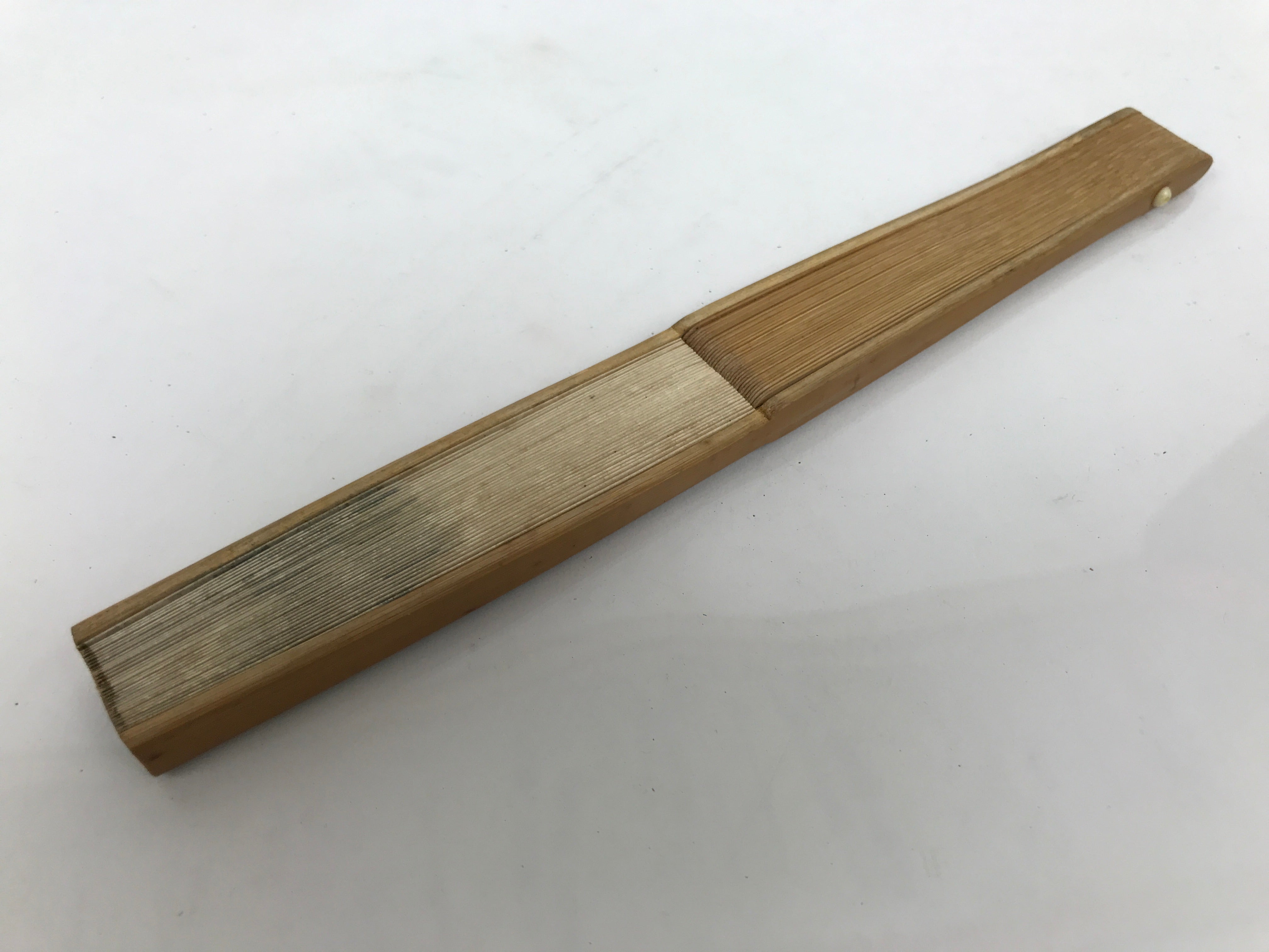 Japanese Paper Folding Fan Sensu Vtg Bamboo Frame Hyotan Gourd Pattern 4D904