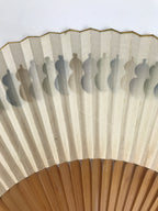 Japanese Paper Folding Fan Sensu Vtg Bamboo Frame Hyotan Gourd Pattern 4D904